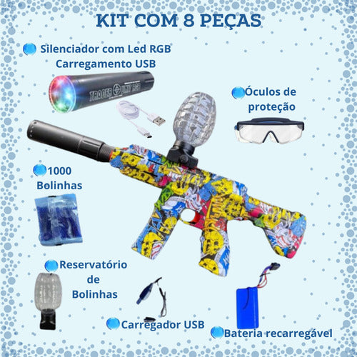 Arma De Gel Com Luz Led + Brinde 6 Mil Bolinhas Gel Orbeez